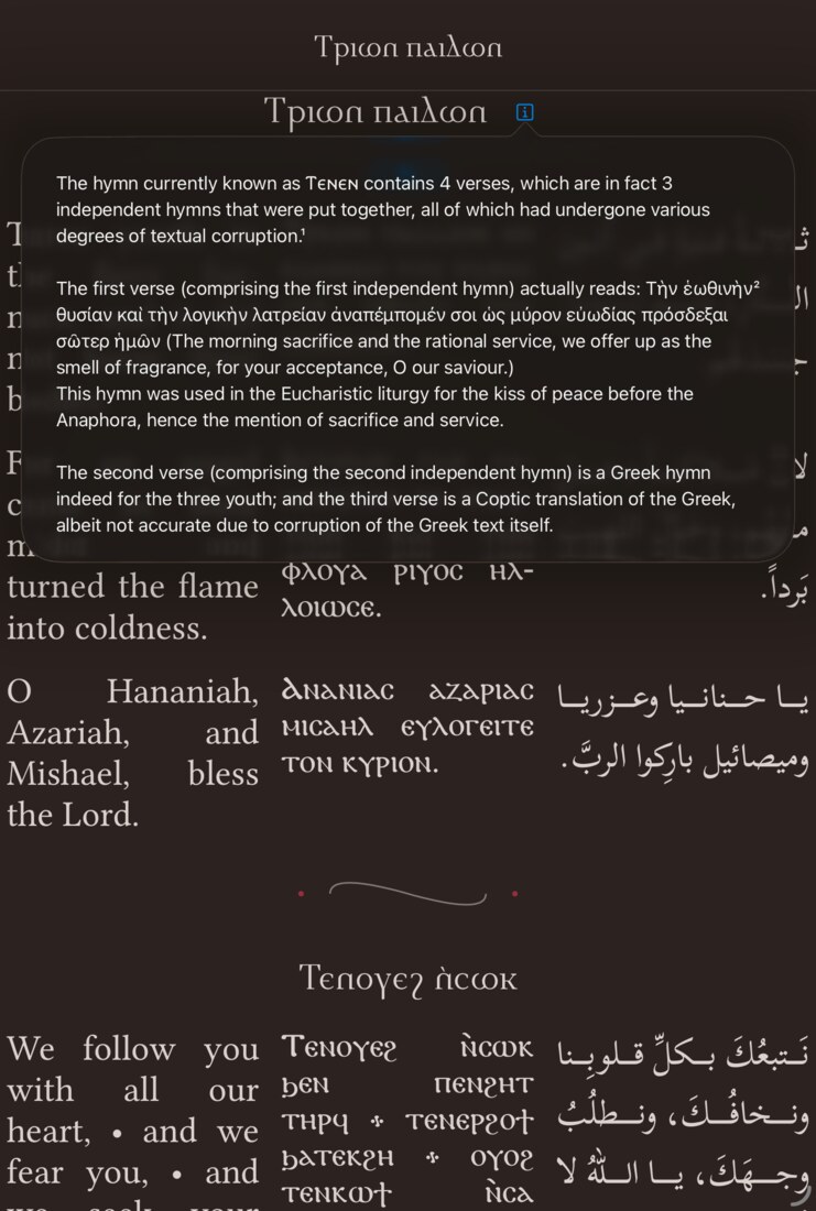 A footnote explaining the history of the hymn Tenen